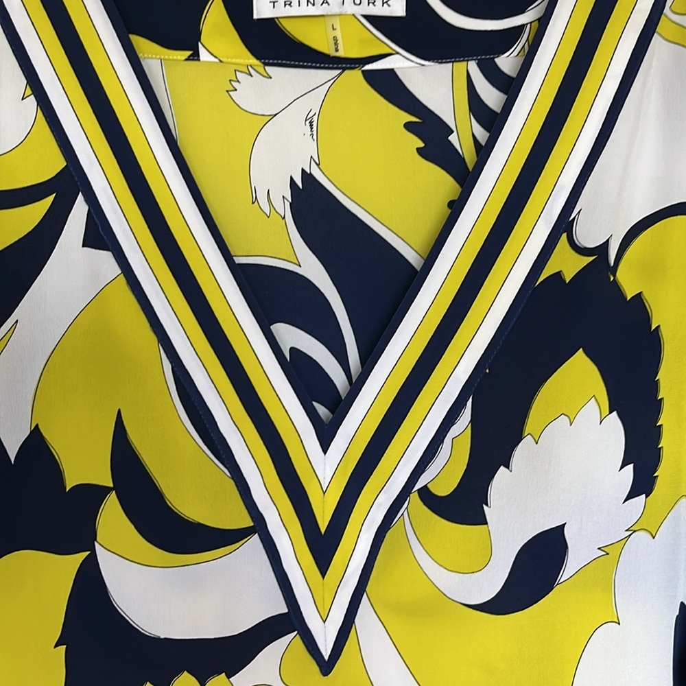 Trina Turk V-Neck Printed Silk Tunic - Picture 5 of 6